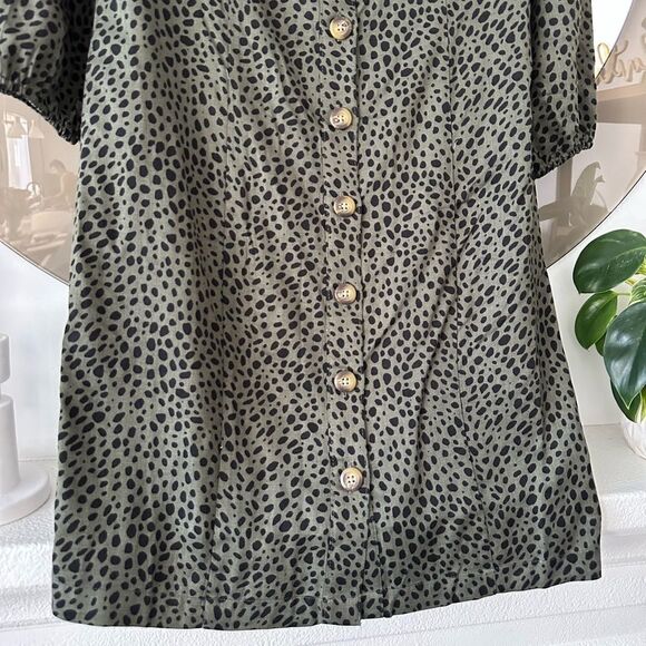Wrangler Retro Cheetah Pattern Button Up Dress Off The Shoulder Size M - Picture 3 of 7